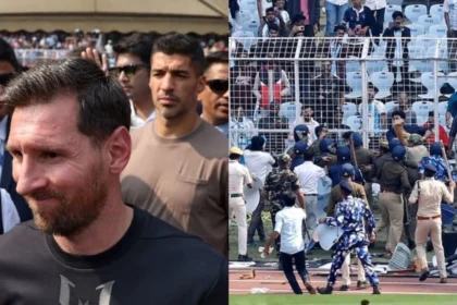 2025/12 — torcedores vandalizam estádio após visita relâmpago de messi