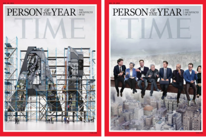 2025/12 — time magazine nomeia ‘arquitetos da ia’ como pessoas do ano 2025 e recria capa icônica com sam altman, elon musk e zuckerberg