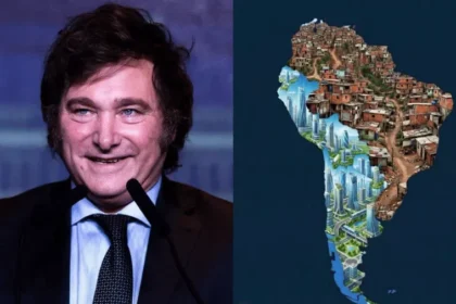2025/12 — mapa da américa do sul divulgado por javier milei revolta brasileiros com representação de favela para o brasil