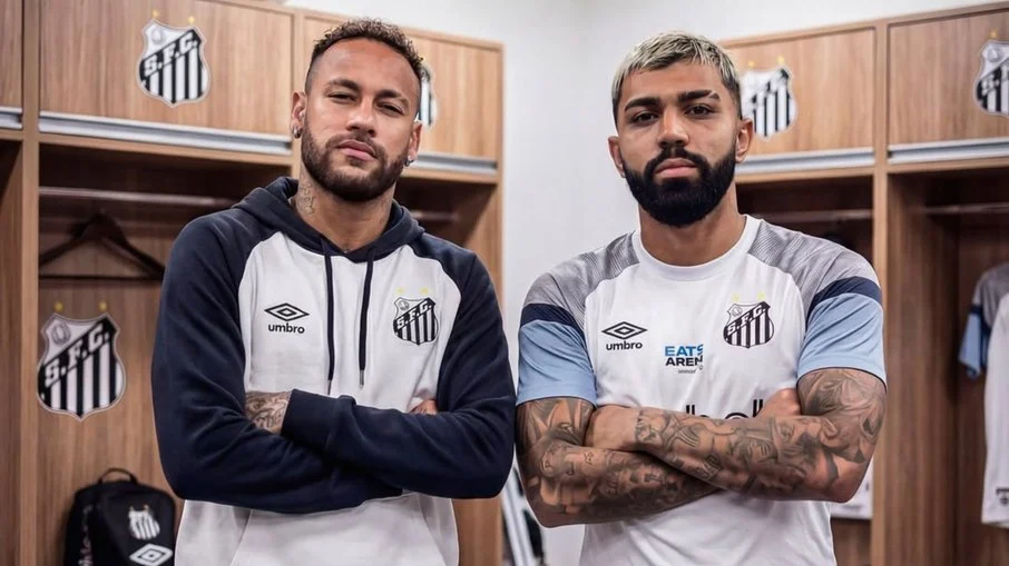 Neymar e gabigol ironizam gol anulado do santos contra o