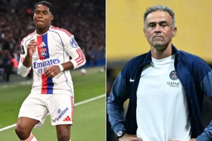 Endrick tenta cumprimentar luis enrique após brilhar contra o psg,