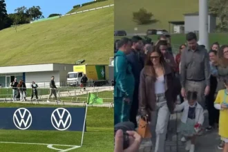 Bruna biancardi e filhas mavie e mel chegam de helicóptero