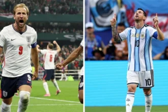 Harry kane e lionel messi em choque épico na semifinal