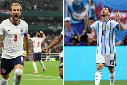 Harry kane e lionel messi em choque épico na semifinal
