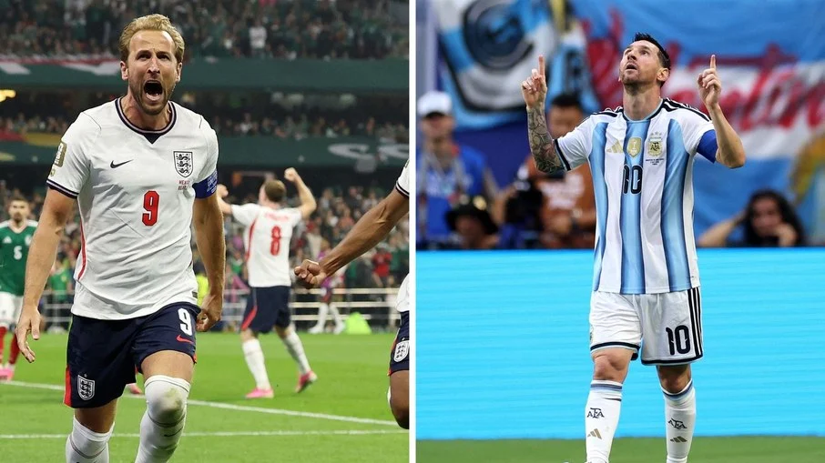Harry kane e lionel messi em choque épico na semifinal