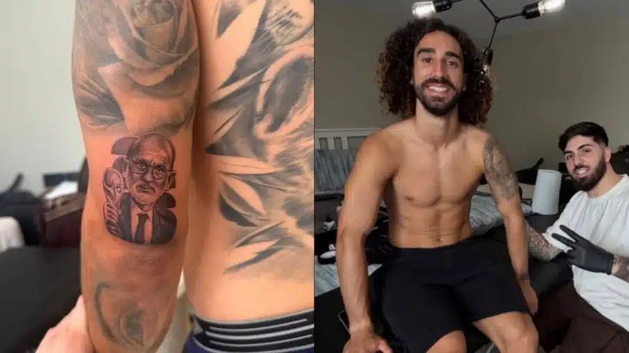 Marc cucurella cumpre promessa da copa do mundo e tatua