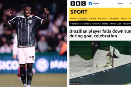 Zagueiro do coritiba despenca em túnel após gol, viraliza na