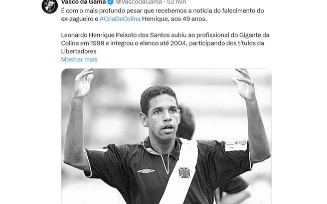 Luto no futebol brasileiro: morre aos 49 anos henrique, zagueiro