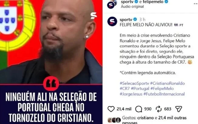 Cristiano ronaldo aumenta tensão na seleção portuguesa ao ‘curtir’ crítica